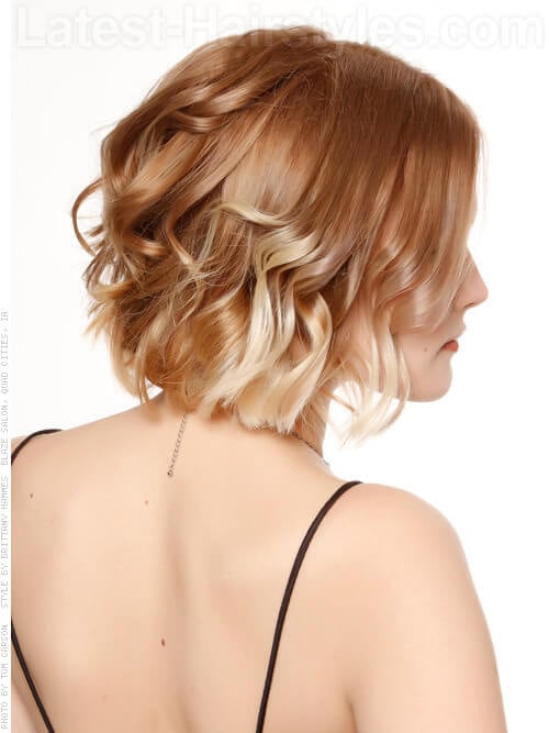 Ombre Hair Color Style with Short Waves Side View