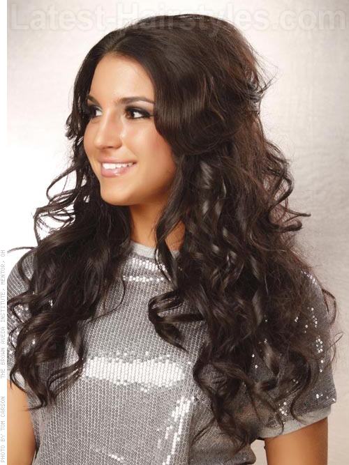 Long Hairstyles for Square Faces Brunette Layers and Waves - Side View