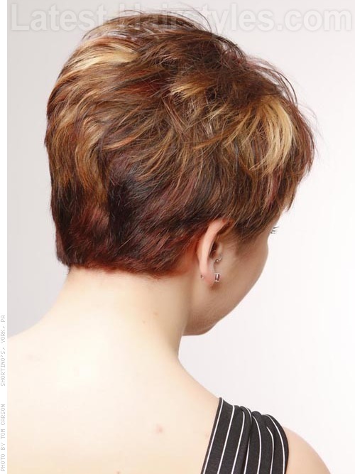 A short pixie haircut back angle