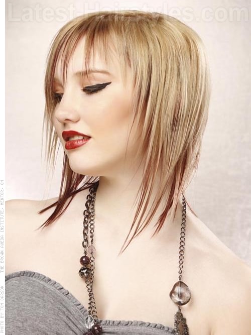 Spiky Blonde Bangs Medium length Bob hairstyle