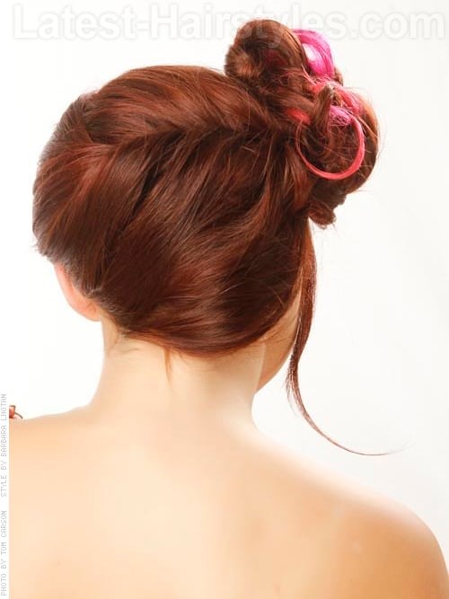 Crimson Beauty Pretty Bun Hairstyle for Prom - Back View