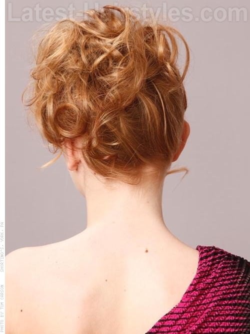 Pretty in Pink Adorable Loose Curly Updo Back View