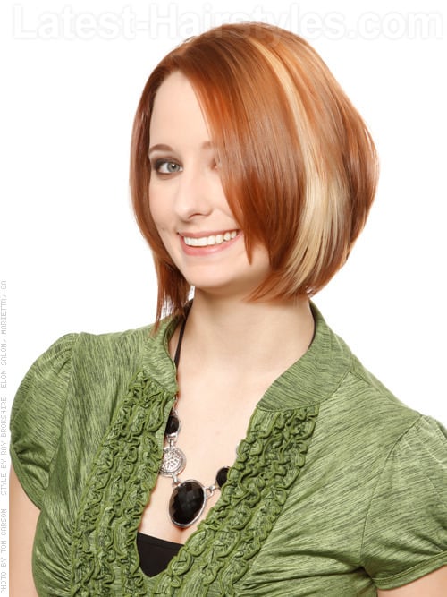 Copper and Blonde Underlight Hair Color Straight Bob