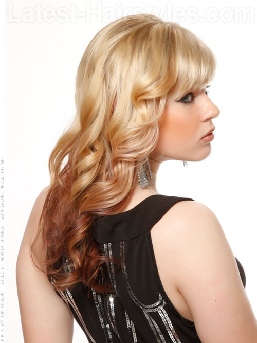 Reverse Ombre Blonde and Brown Hair Color Side View