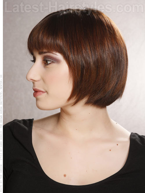 Sleek Highlighted Deep Brunette Bob - View 2