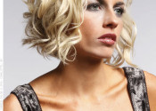 Short hairstyle on woman with curly hair