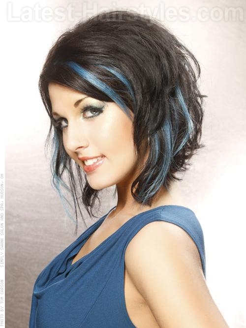 Dark Brown Hair with Blue Highlights