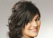 Medium hairstyle on woman with oval face shape
