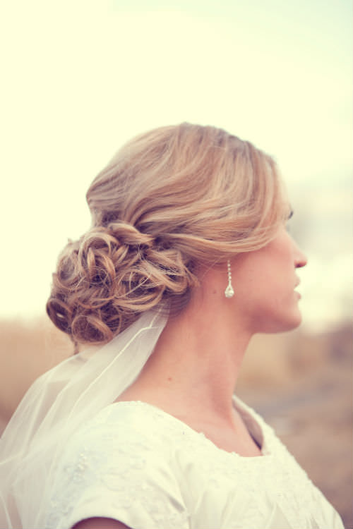 Soft Curly Wedding Updo For Long Hair