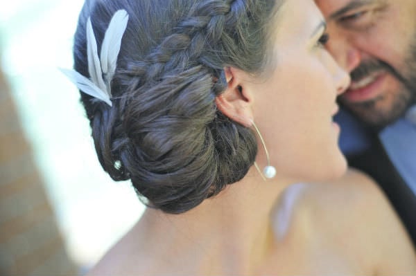Brunette Bridal Hair With Feathers Accessory