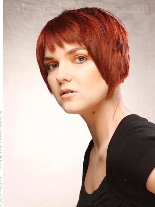 Convex Layered Bob Auburn Choppy Cut