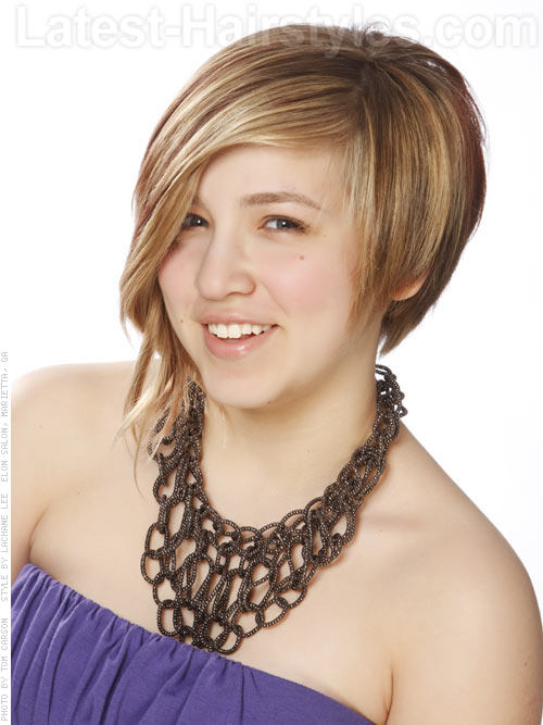 Hairstyles Short On One Side Long Piecey Front Shaped Style - Blonde Highlights