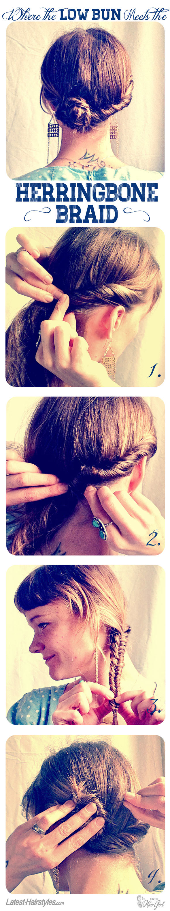 Herringbone Braid & Low Bun A Stunning New Braided Hairstyle!