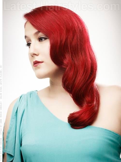 Retro Glamour Styled Waves Side Part - View 2