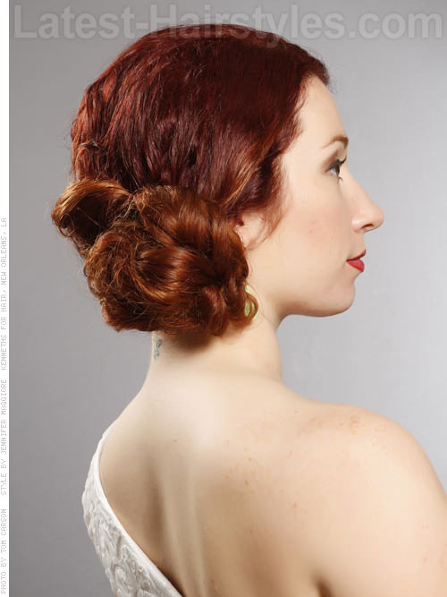 Side Bun Funky Style for Red Hair - Side View