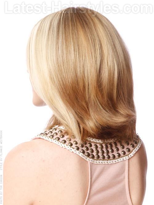 A Bit Asymmetric Blonde Tapered Long Bob with Side Part - Back Flip