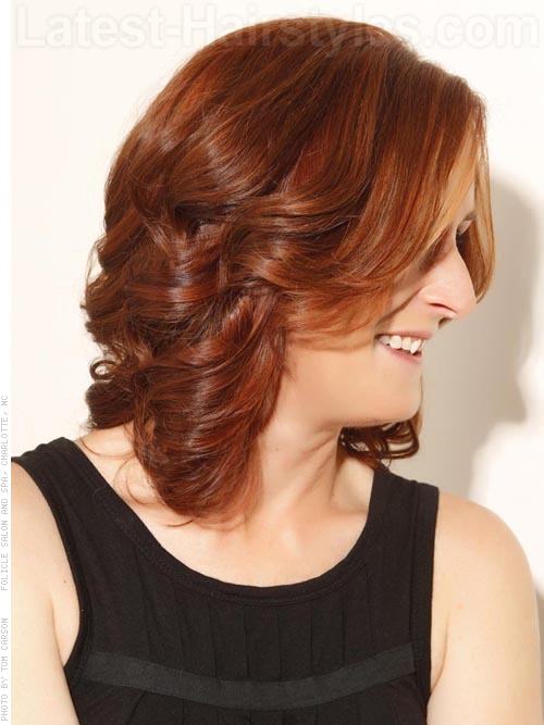 Red Waves Dramatic Layered Style with Soft Waves Side View