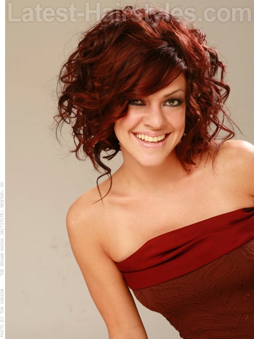 Sassy Red High Volume Curly Style with Long Front Pieces View 2