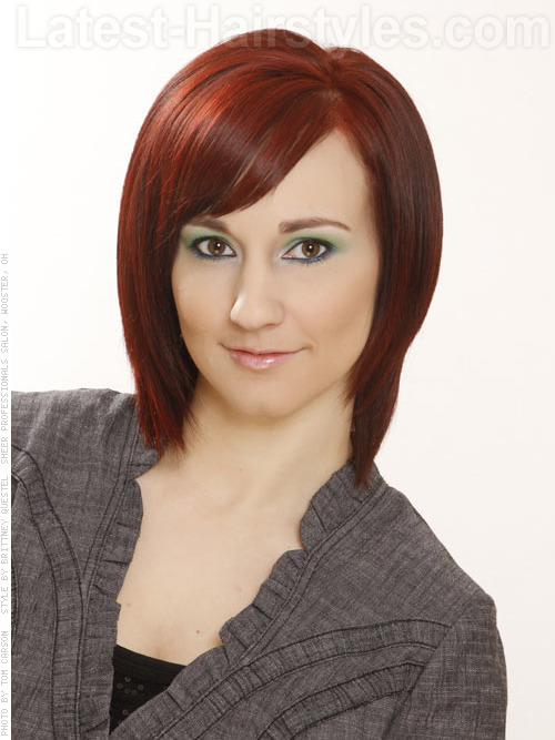 Rebel Layers Red Tapered Bob with Highlights