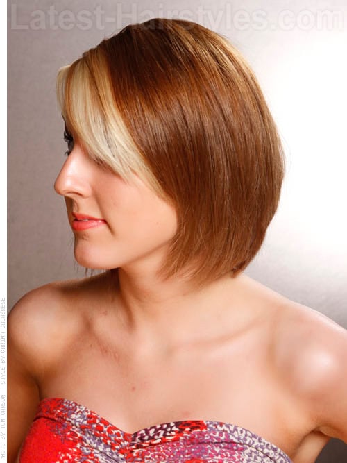 Slice of Light Bob with Highlighted Bangs Side View