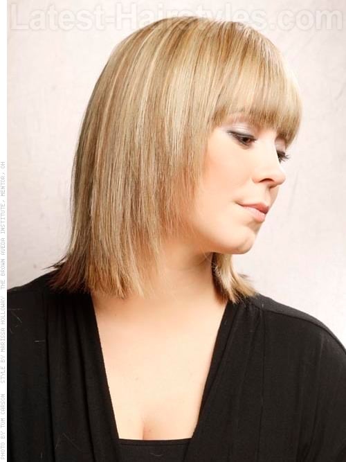 Fringe Connection Medium Haircut with Bangs Side View