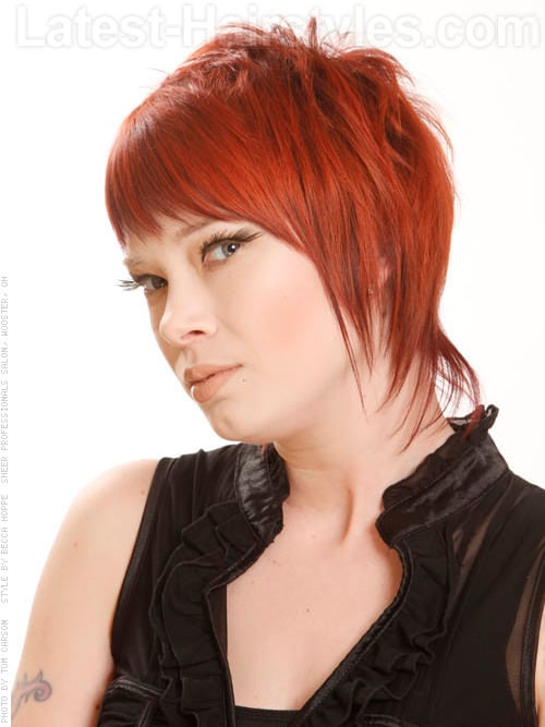 Modern Mullet Red Short Haircut with an Impact