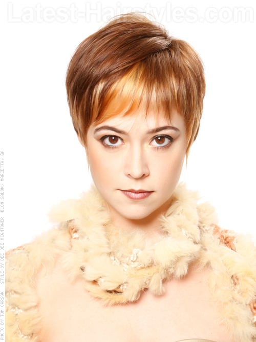 Textured Temptress Highlighted Short Pixie Haircut