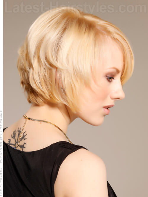 Sexy and Sweet Blonde Layered Bob Side View