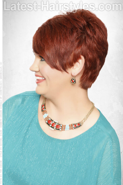 Short Hairstyle with Bold Red Color Side View