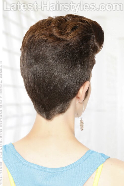 Short Pompadour Hairstyle with Volume Back View