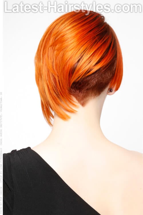 Short Undercut Hairstyle with Orange Color Back View