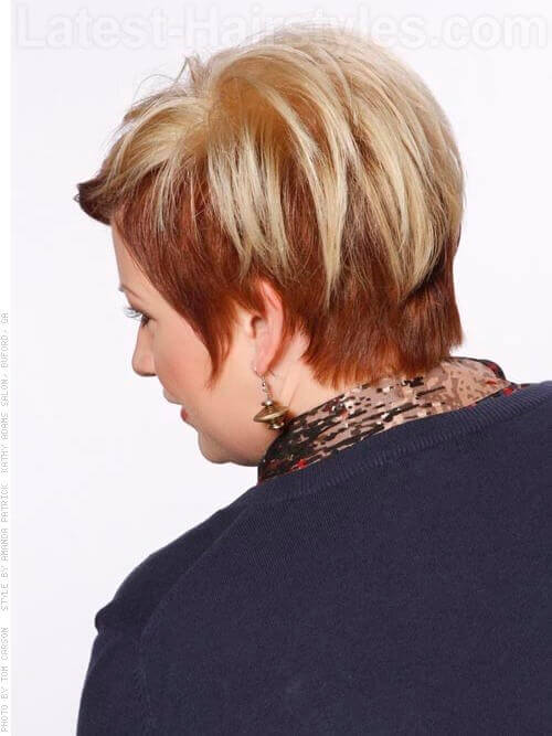 Short Cut with Blonde Color Back View