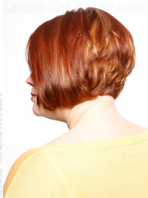 Stacked Bob Short Hairstyle For Older Women Side View