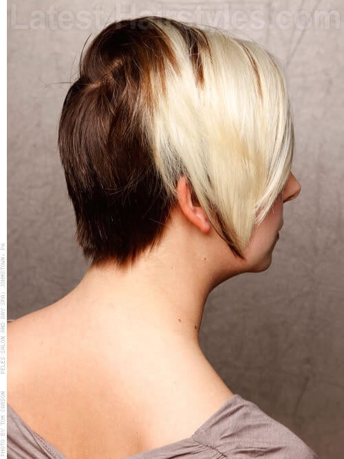 Blocked Out Platinum Blonde Short Style High Color Contrast