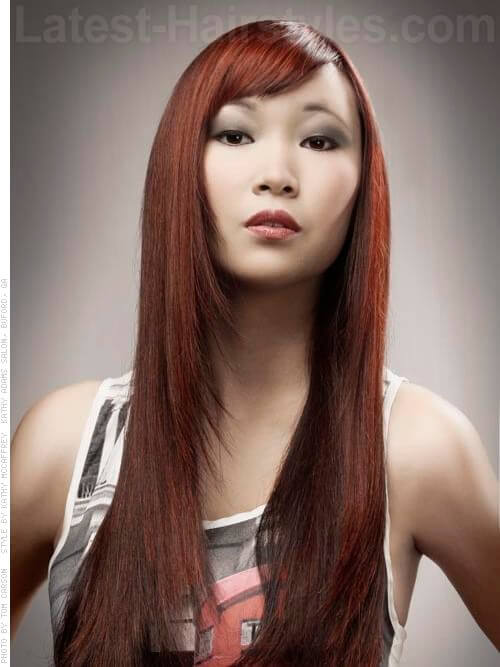 Face Framing Layered Straight Red Hair