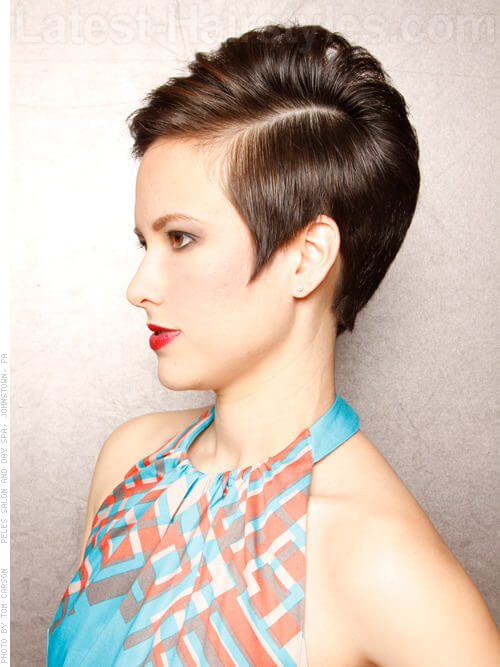 Faux French Twist Pixie Hairstyle Side View
