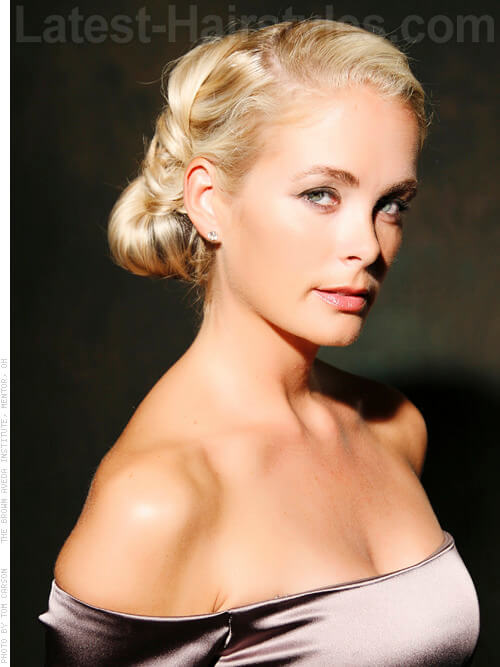 Graceful Platinum Blonde Elegant Updo