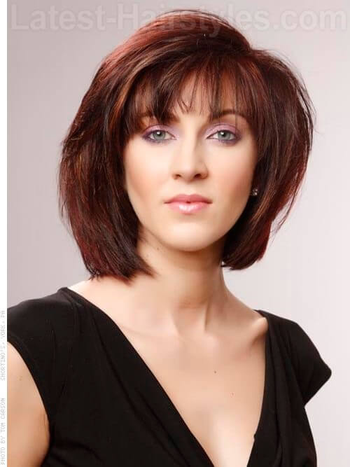 Medium Brown Red Style with Bangs