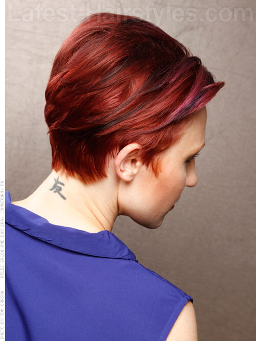 Slicked Cute Red Simple Style for Straight Hair Side View