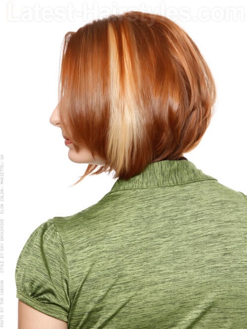 Graduated Bob Stacked Highlights with Bangs Side View