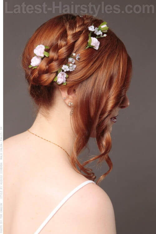Heidi Braids Cute Red Style with Flower Accessories