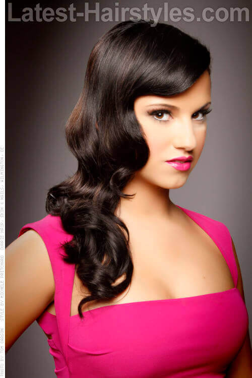 Retro Waves Long Curly Look Sideswept