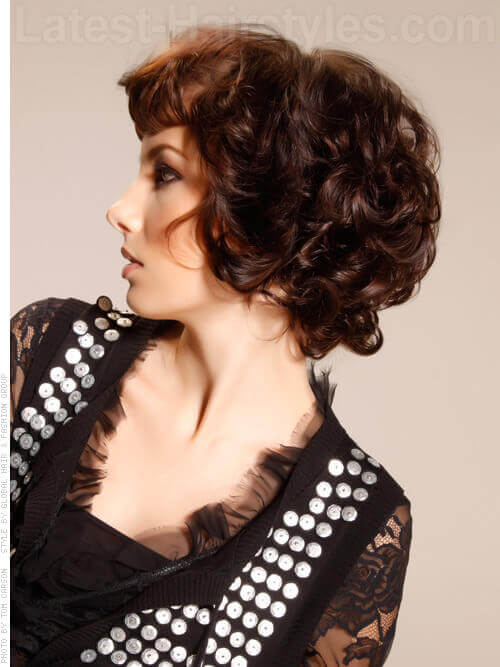 Curly Short Haircut for Women With Bangs