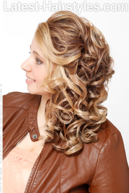 Fun Side Swept Hairstyle with Curls Side