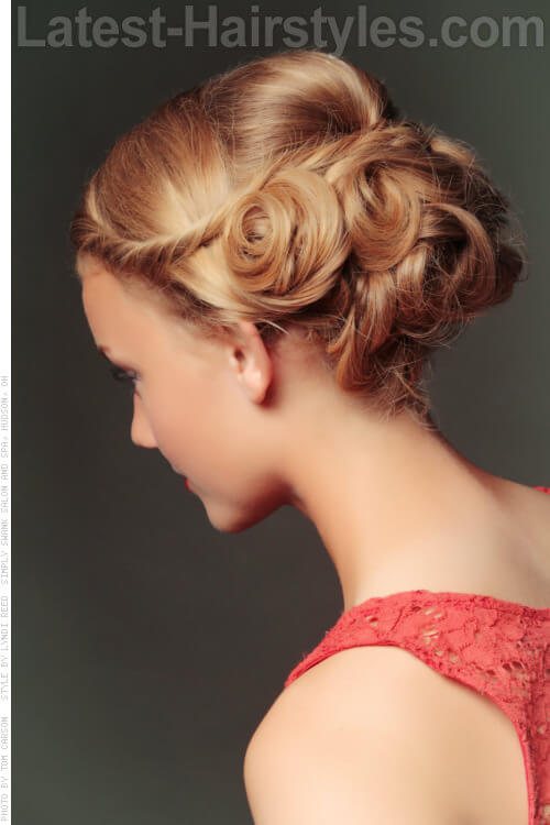 Updo with Blonde Rosettes Side