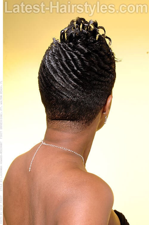 Short Mohawk Style for a Black Woman Back View