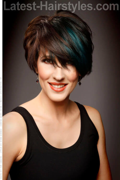 Sassy Pixie Cut with Teal Highlights