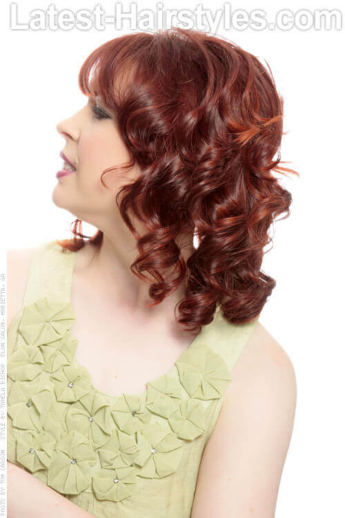 Deep Red Haircolor with Copper Highlights Side