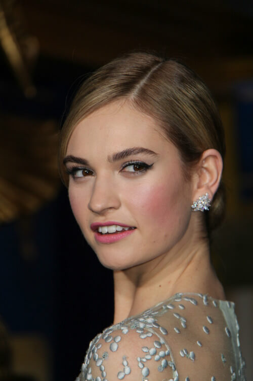 Lily James Chignon Spring Hairstyle