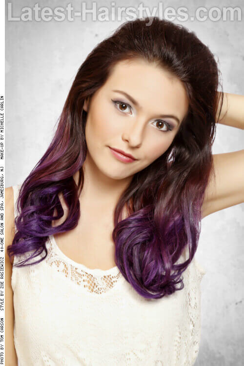 Orchid Fading Into Violet Haircolor Front